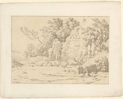 Skály s pánvemi Tentamina Lithographica (název série) Italské krajiny (název série) od Hendrik Voogd
