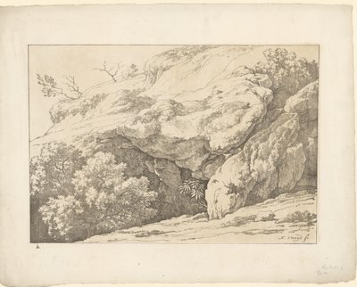 Skály s keři Tentamina Lithographica (název série) Italské krajiny (název série) od Hendrik Voogd