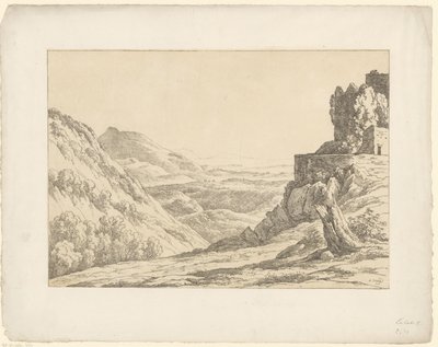 Zřícenina s výhledem Tentamina Lithographica (název série) Italské krajiny (název série) od Hendrik Voogd