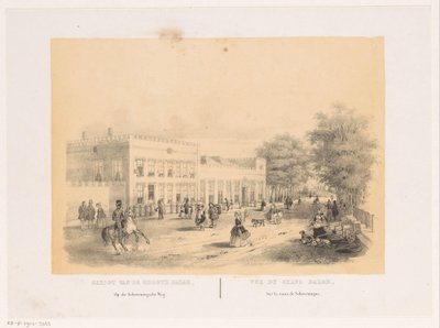Pohled na Groote Koninklijke Bazar v Haagu Pohled na Grote Bazar na Scheveningsche Weg (název na objektu) od Hendrik Wilhelmus Last