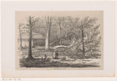 Strom spadl u klubu po bouři 28. května 1860 Společenský stan (název na objektu) Album deseti litografických skic, zobrazujících Tooneelena zkázy, rozrušeného bouří z 28. května 1860 v Gravenhaagsche Bosch od Hendrik Wilhelmus Last