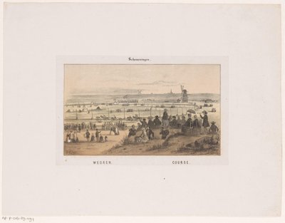 Závod v Scheveningenu 3. srpna 1846. Závod, hřiště (název na objektu) Memories of Scheveningen (název série) od Hendrik Wilhelmus Last