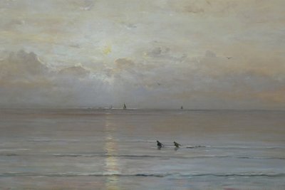 Holandština: Západ slunce s rybáři krevet od Hendrik Willem Mesdag
