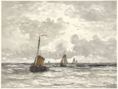 Rybářské lodě na Breakers od Hendrik Willem Mesdag