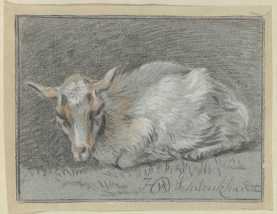 ležící koza od Hendrik Willem Schweickhardt (signed by artist)