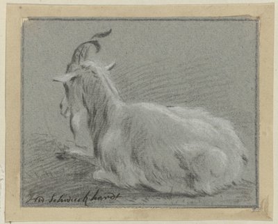 ležící koza od Hendrik Willem Schweickhardt (signed by artist)