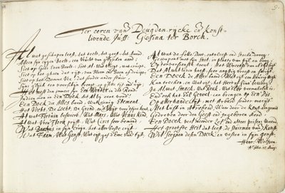 Hymnus na počest Gesina ter Borch Na počest den Deugden-rijcke a den Konstlivende Juff: Gesina ter Borch (titul na objektu) od Hendrik Wolfsen (signed by artist)