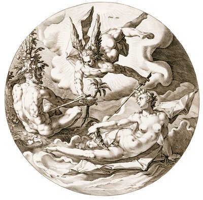 Den III, The Separation of the Waters, ze série The Six Days of Creation, 1589 od Hendrik after Goltzius