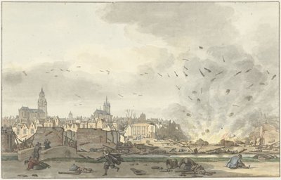 Výbuch lodi Kruithuis v Delftu, 12. října 1654 od Hendrik de Winter (signed by artist)