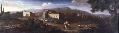 Klášter v římské Campagna od Hendrik van (studio of) Lint