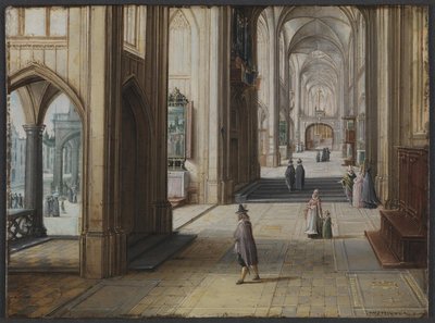 Interiér gotického kostela při pohledu na východ od Hendrik van II Steenwijck