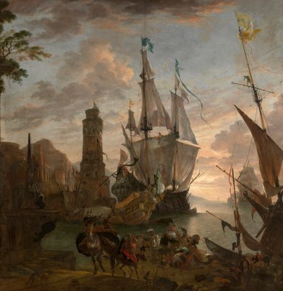 Orientální mořský přístav (olej na plátně) od Hendrik van Minderhout