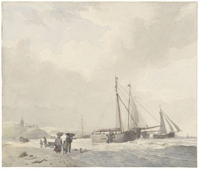 Pohled na pláž v Scheveningenu od Hendrikus van de Sande Bakhuyzen