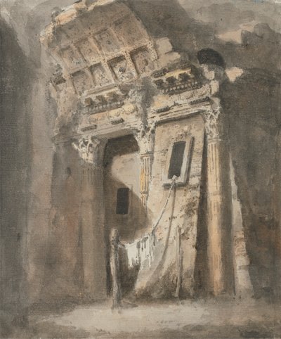 Ruined Archway with Line of Wash, možná v Římě od Heneage Finch fourth Earl of Aylesford
