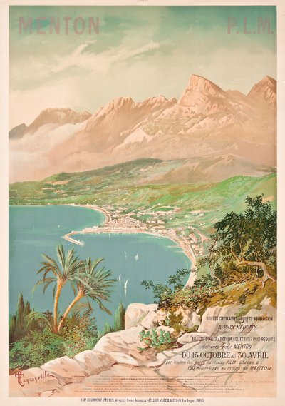 Plakátová reklama Menton, Francie (barevné lito) od Henri-Garnier Tanconville