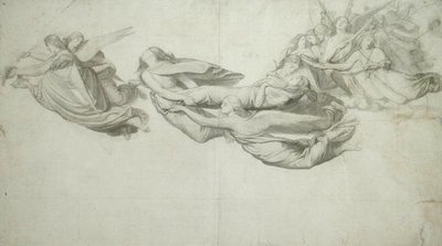 Skica pro svatou Kateřinu Alexandrijskou (grafit na papíře) od Henri Lehmann