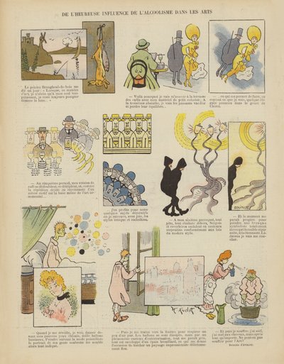 Šťastný vliv alkoholismu na umění. Ilustrace pro Le Rire od Henri Avelot