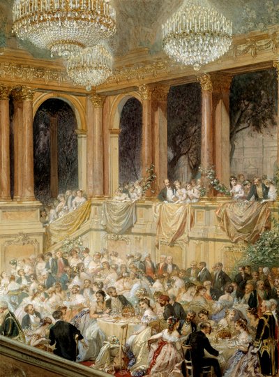Recepce dává tuileriem Napoleon III. Akvarel od Henriho Barona (1816-1885) od Henri Baron