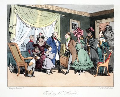 Faubourg St. Honoré, ilustrace z knihy Henriho Monniera "Six Quartiers de Paris", litografie F. S. Delpech, vyd. Paříž, asi 1828 (ručně kolorovaná litografie). od Henri Bonaventure Monnier