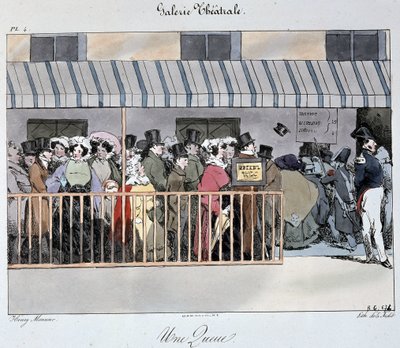 Divadelní galerie: ocas u vchodu - Kresba Henri Monnier, Carnavalet od Henri Bonaventure Monnier