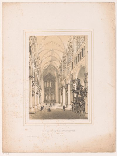 Interiér katedrály svatého Michaela a svaté Guduly v Bruselu Interiér Ste. Gudule, Brusel (název na objektu) od Henri Borremans (attributed to)