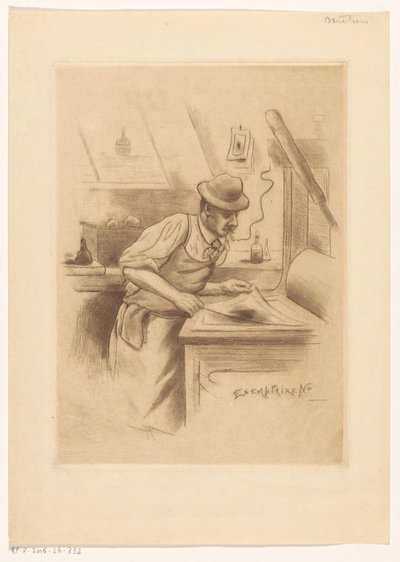 Tiskárna ve svém studiu od Henri Boutet (possibly)