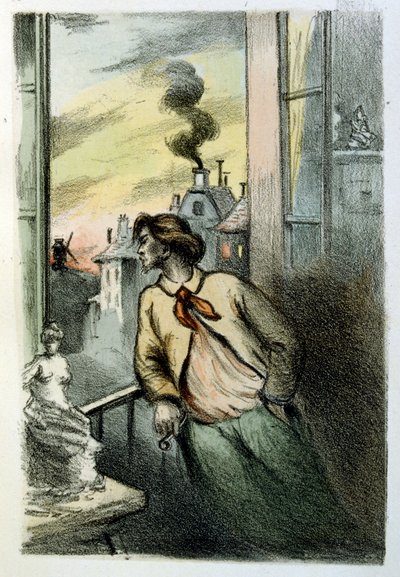 Ilustrace Henriho Bouteta k románu "Francinův muflon" (Le Manchon de Francine) od Louise-Henriho Murgera, známého též jako Henri Murger; (1822-1861), francouzského spisovatele a básníka. od Henri Boutet