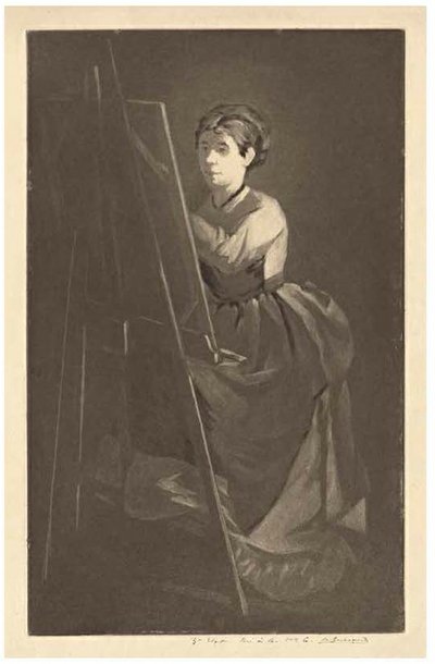 U stojanu – Portrét umělkyně Jeanne Gonzalès od Henri Charles Guérard