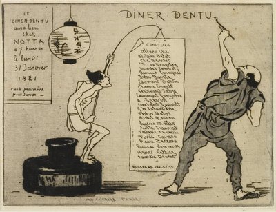 Japonština na kalamáři, 1881 (lept, suchá jehla) od Henri Charles Guérard