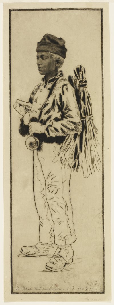 Le ramoneur (Kominík), kolem roku 1890 (lept a suchá jehla) od Henri Charles Guérard