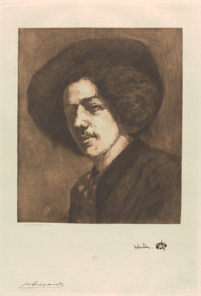 Portrét Whistlera od Henri Charles Guérard
