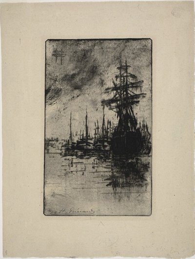 Plachetnice na vodě od Henri Charles Guérard