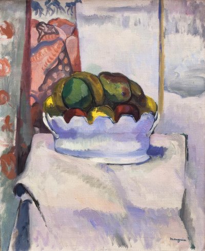 Ovoce a moustier (hliněné nádobí) od Henri Charles Manguin