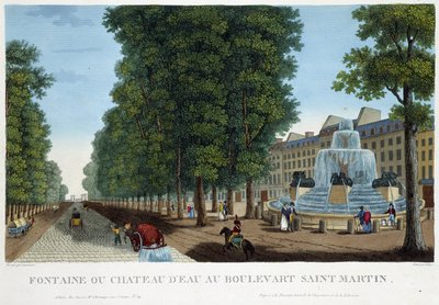Fontána nebo vodní hrad Bd St Martin - v ""Vues de Paris"" od Courvoisier od Henri Courvoisier-Voisin
