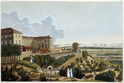 Pohled na Kalvárii, během svátků Ste Croix, v Suresnes - v „“ Vues de Paris“ od Courvoisier od Henri Courvoisier-Voisin