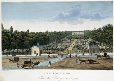 Pohled na Jardin du Roi (Zahrada rostlin) pořízený z protějšího mostu - v „“Výhledech na Paříž““ od Courvoisier od Henri Courvoisier-Voisin