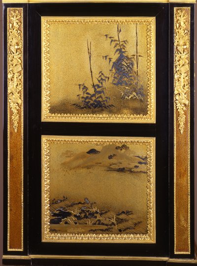Sekretář namontovaný na ormolu ve stylu Ludvíka XVI. (ormolu a lak) (detail z 362838) od Henri Dasson