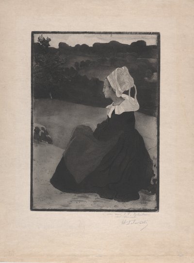 Bretonne assise (Seated Breton Woman) kolem roku 1893 (měkký lept a akvatinta) od Henri Delavallee