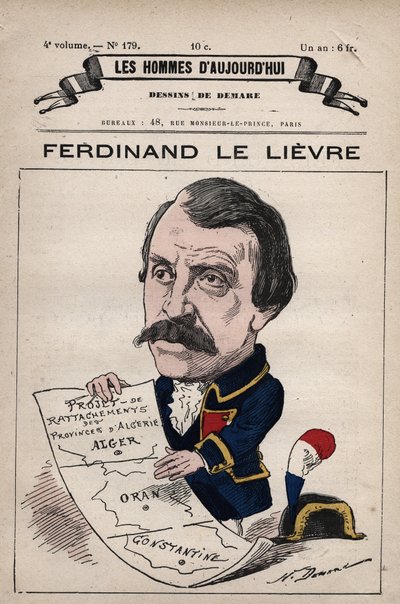Karikatura Ferdinanda Le Lievre (Lelievre) (1799-1886) Anglický senátor v Alžírsku z 
