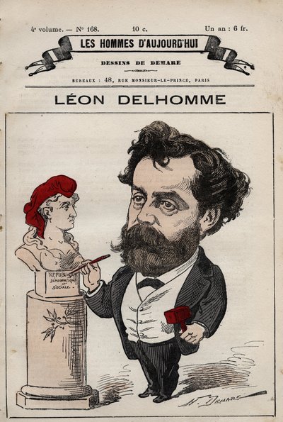 Cartoon of Leon Alexandre Delhomme (1841-1895) francouzský sochař z 