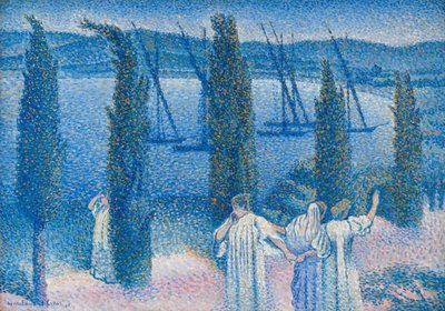 Nokturno s cypřiši Nocturne aux cyprès, 1896. od Henri Edmond Cross