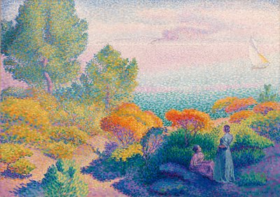 Dvě ženy u pobřeží, Středozemní moře od Henri Edmond Cross