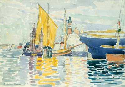 Venice-The Giudecca, 1903 (wc, grafit a dřevěné uhlí na těžkém, bílém tkaném papíře) od Henri Edmond Cross