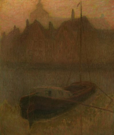 Loď na kanálu (ráno) (olej na plátně) od Henri Eugene Augustin Le Sidaner