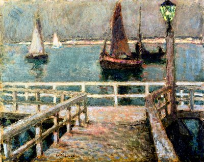 La jetee. Peinture de Henri Eugene Le Sidaner (Henri-Eugene Le Sidaner od Henri Eugene Augustin Le Sidaner
