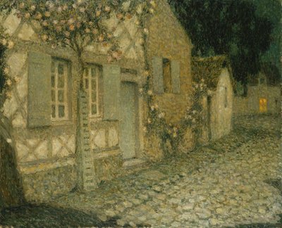 Dům zahradníka v měsíčním světle, Gerberoy; Dům zahradníka měsíčního svitu, Gerberoy od Henri Eugene Augustin Le Sidaner
