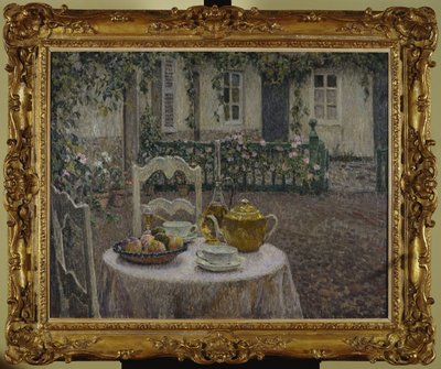 Růžový ubrus od Henri Eugene Augustin Le Sidaner