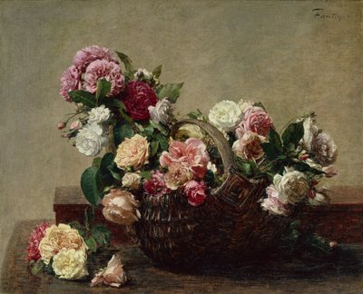 Košík růží od Ignace Henri Jean Fantin Latour