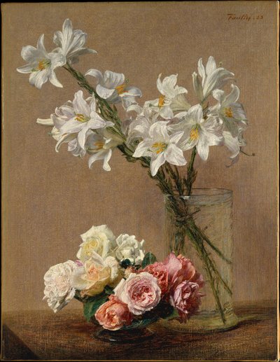 Růže a lilie od Henri Fantin-Latour
