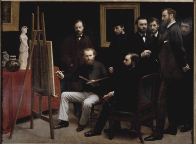 Workshop v Batignolles (s několika portréty umělce) (olej na plátně od Ignace Henri Jean Fantin Latour